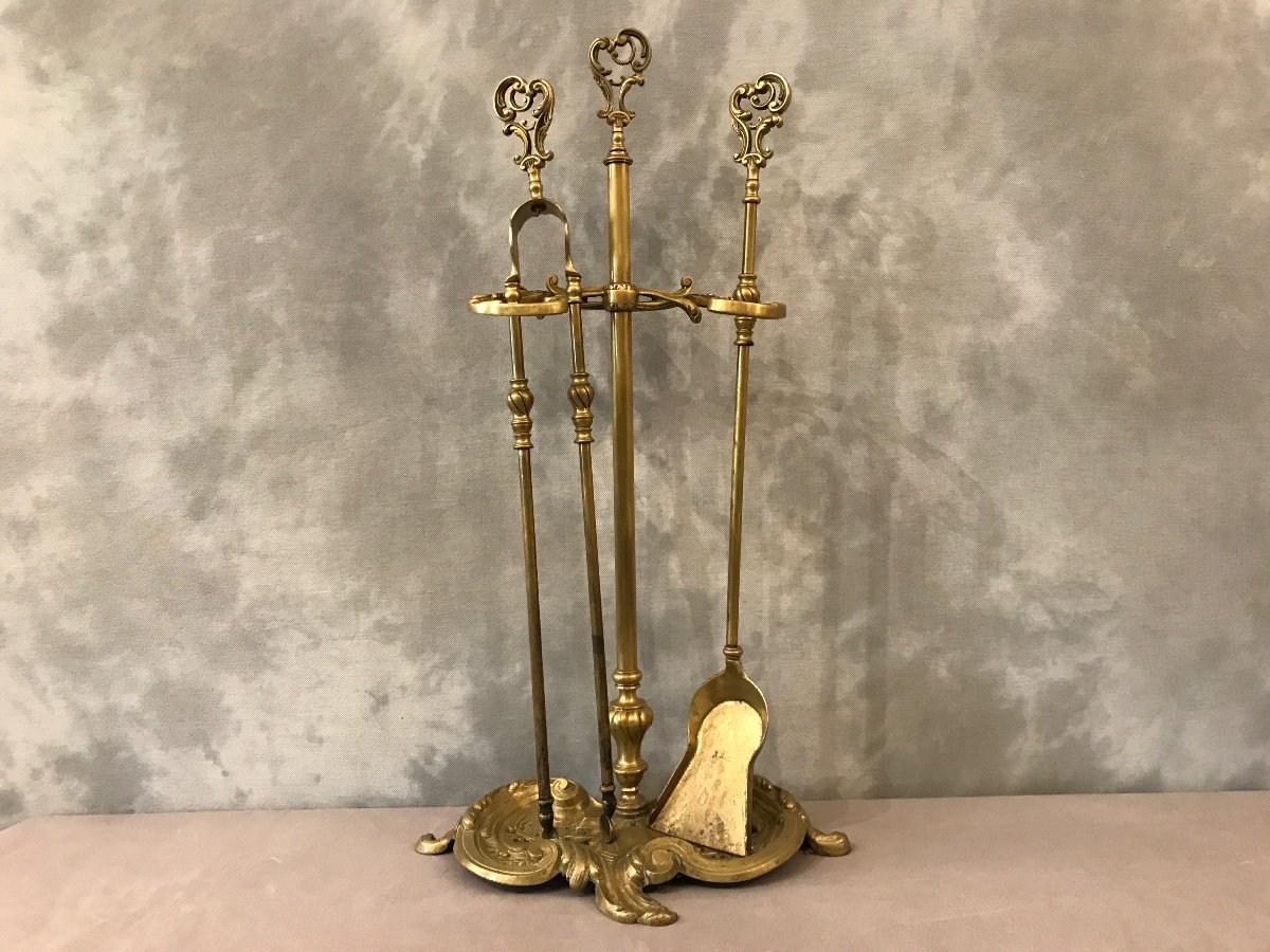 Antique Bronze And Brass Fireplace Servant From The 19th Century 