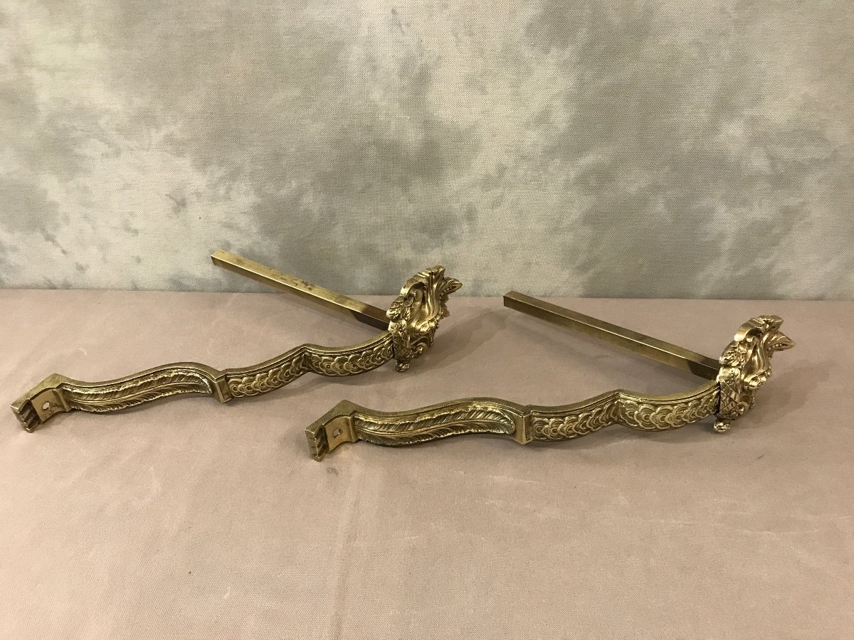 Pair Of 19th Century Bronze Curtain Rod Doors -photo-2