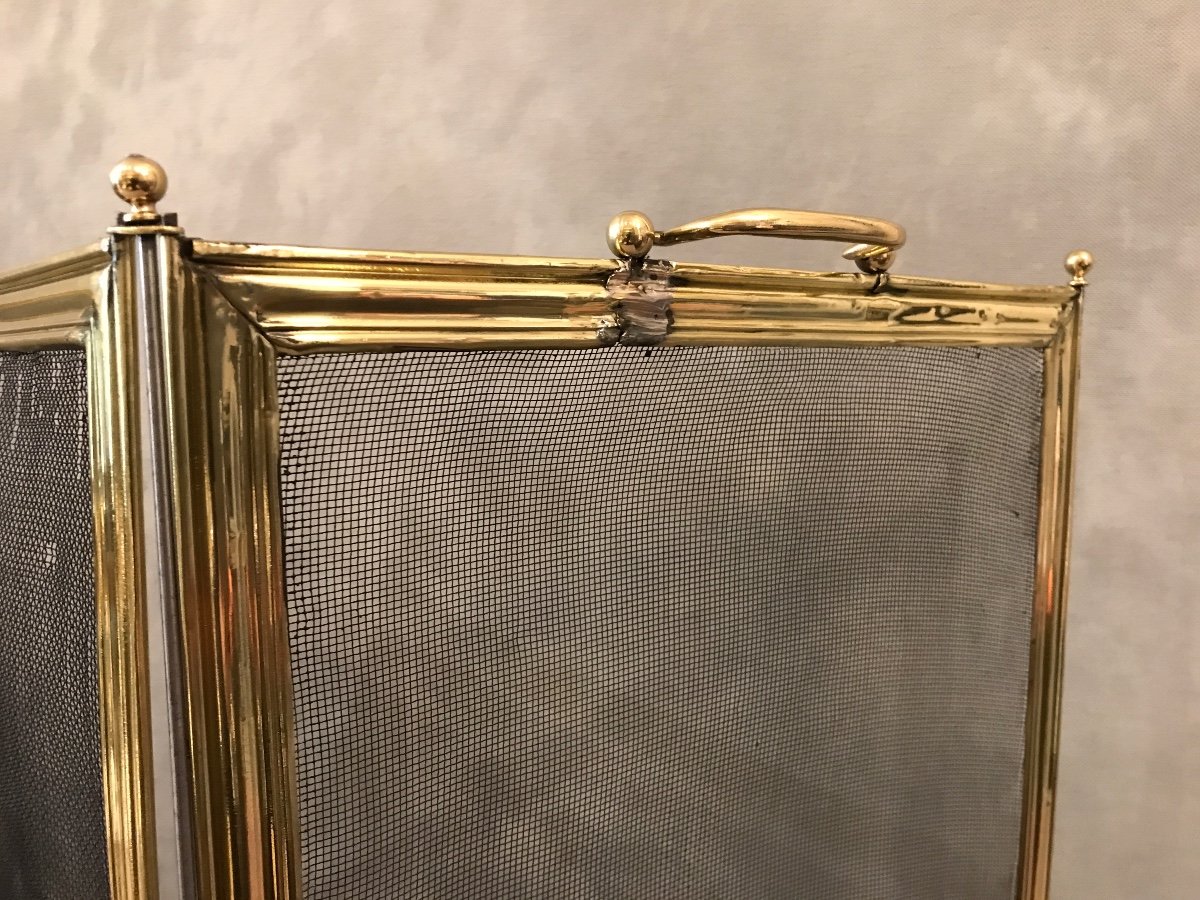 Antique Brass Fireplace Screen From The 19th Century Charles X -photo-1