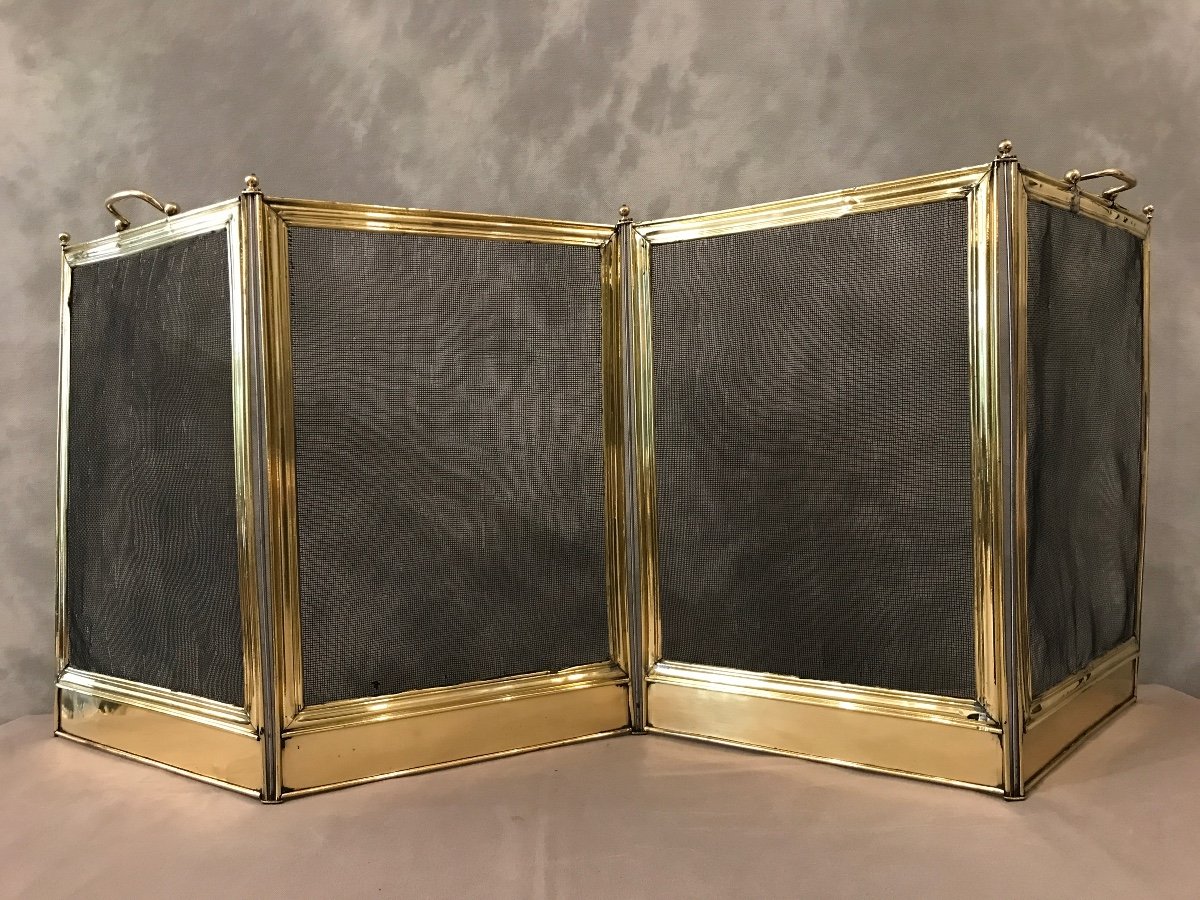 Antique Brass Fireplace Screen From The 19th Century Charles X 