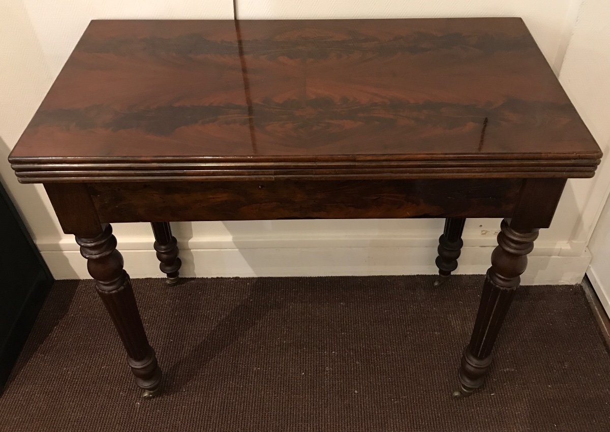 19th Century Restoration Mahogany Games Table -photo-3