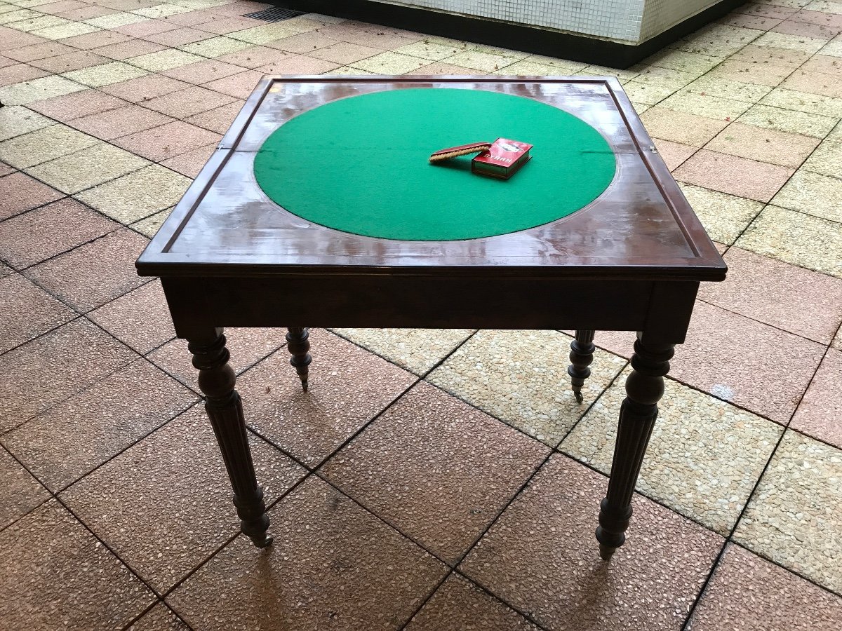 19th Century Restoration Mahogany Games Table -photo-1