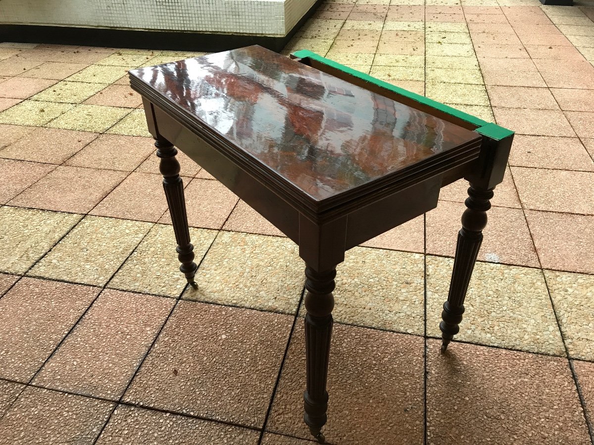 19th Century Restoration Mahogany Games Table -photo-3