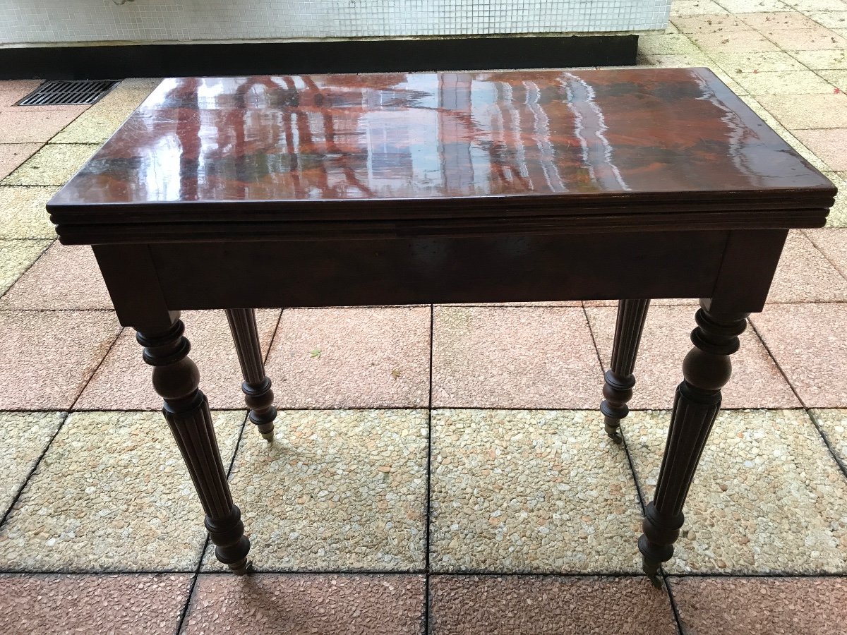 19th Century Restoration Mahogany Games Table -photo-5