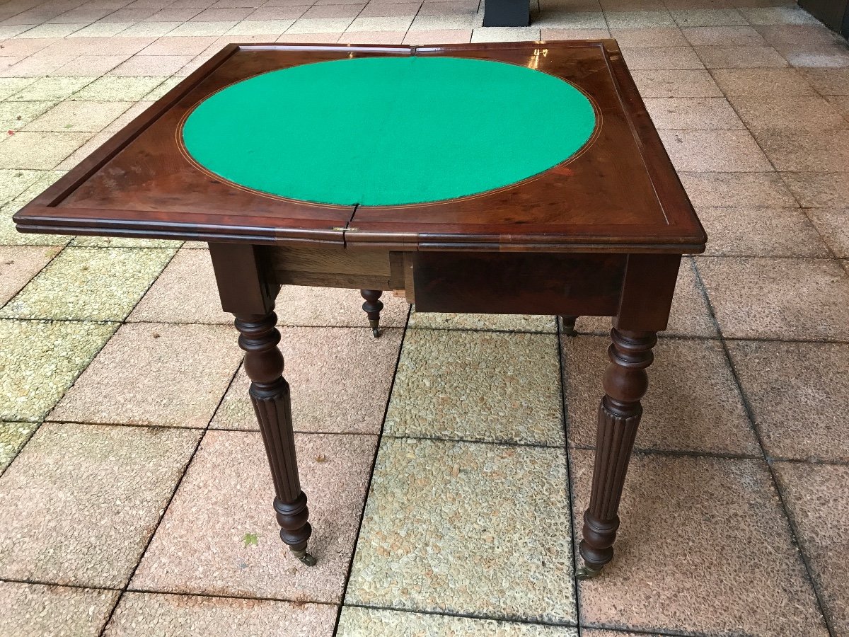 19th Century Restoration Mahogany Games Table -photo-7