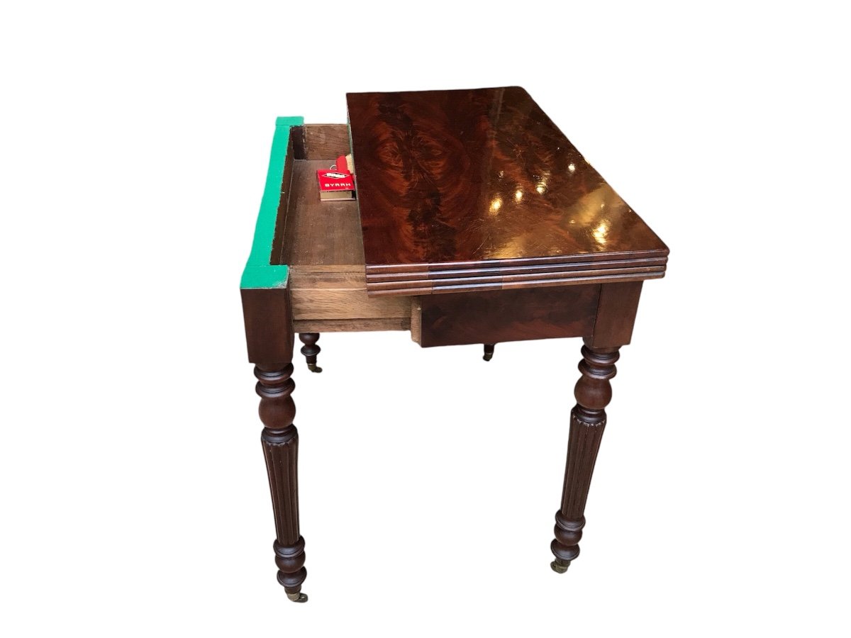 19th Century Restoration Mahogany Games Table -photo-8