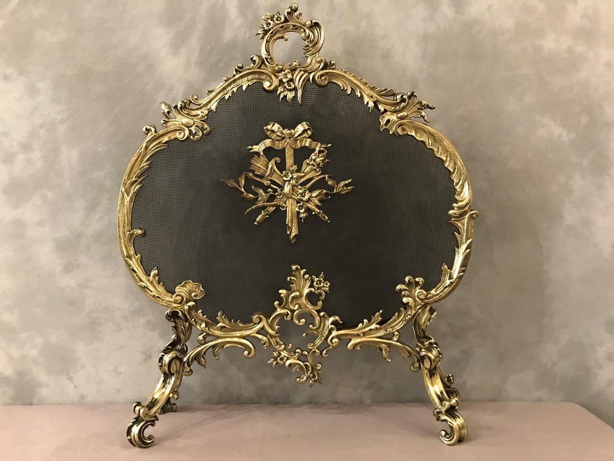 écran De Cheminée En Bronze De Style Louis XV D’époque 19ème 