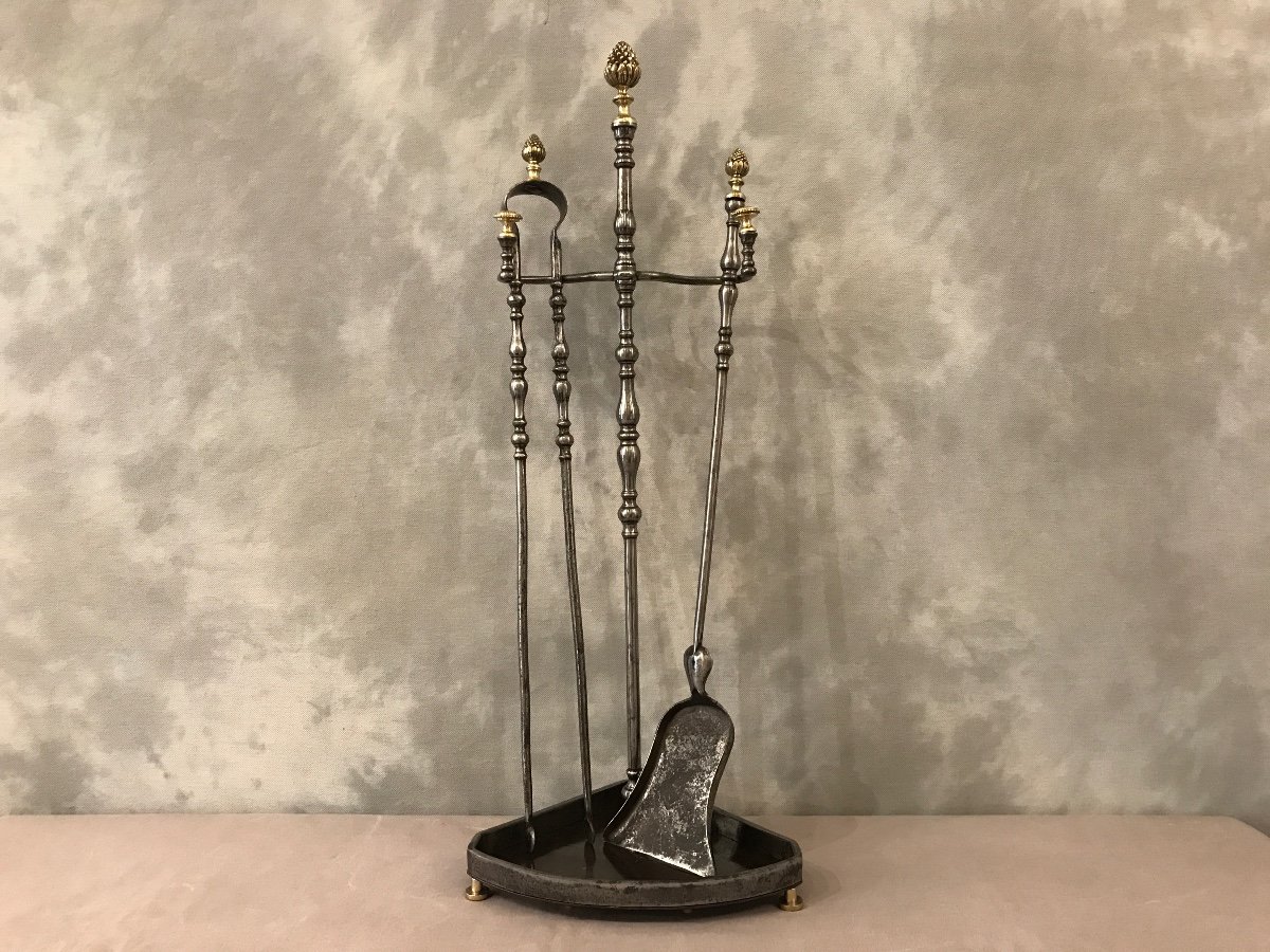 Antique Iron And Bronze Fireplace Servant From The 19th Century 