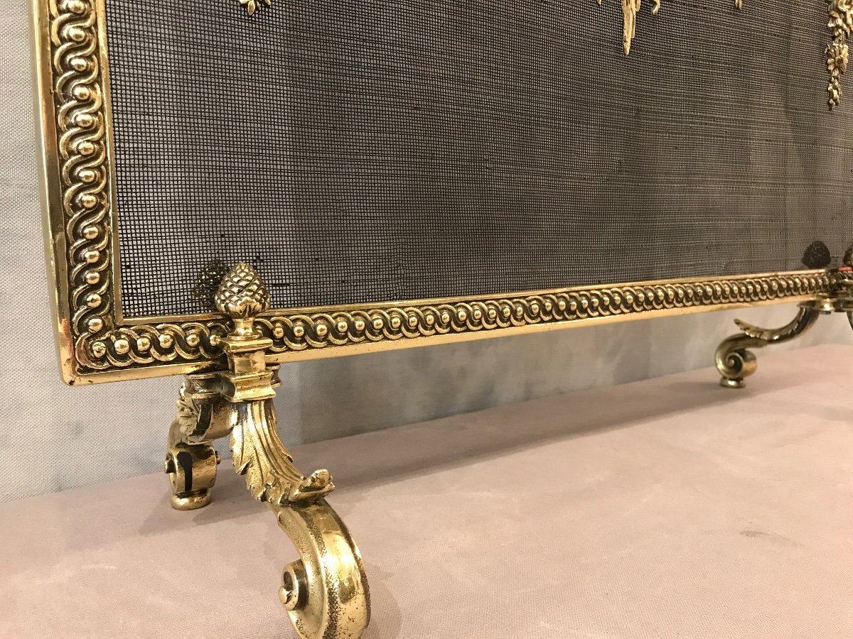 19th Century Louis XVI Style Bronze Fireplace Screen -photo-4