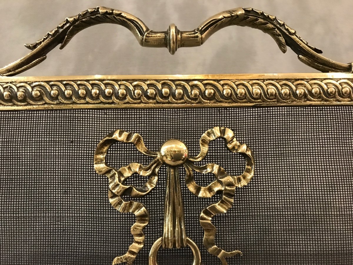 19th Century Louis XVI Style Bronze Fireplace Screen -photo-3