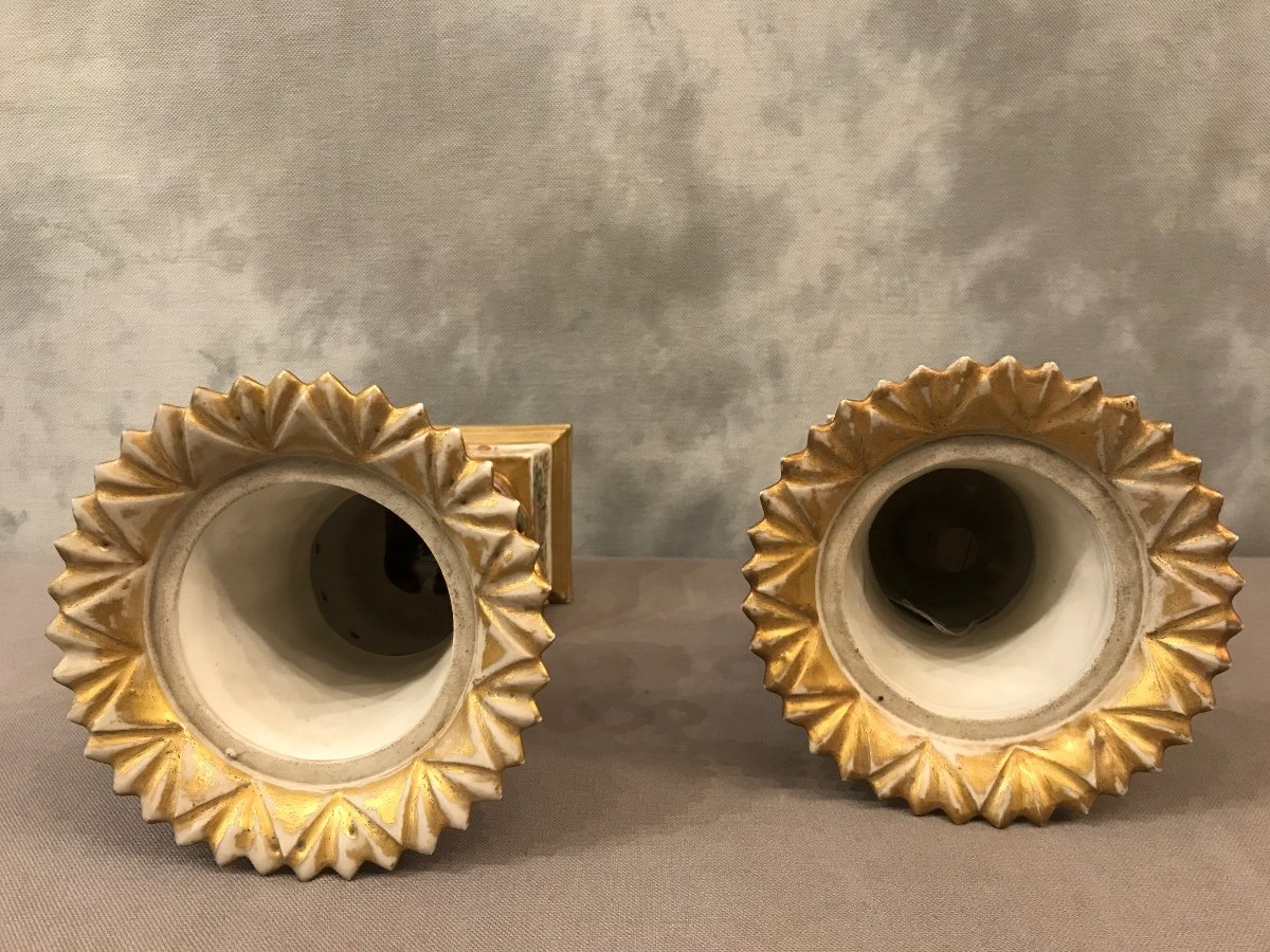 Pair Of 19th Century Louis Philippe Porcelain Vases From Old Paris -photo-4