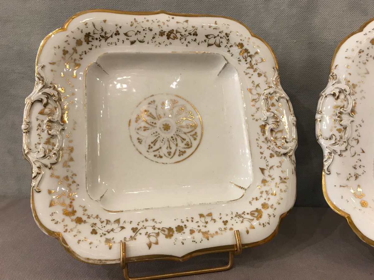 Paire De Plats à Gâteaux En Porcelaine De Vieux. Paris D’époque 19 ème Jacob Petit -photo-2