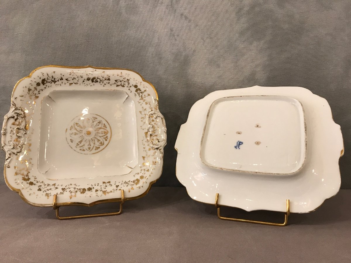 Paire De Plats à Gâteaux En Porcelaine De Vieux. Paris D’époque 19 ème Jacob Petit -photo-1