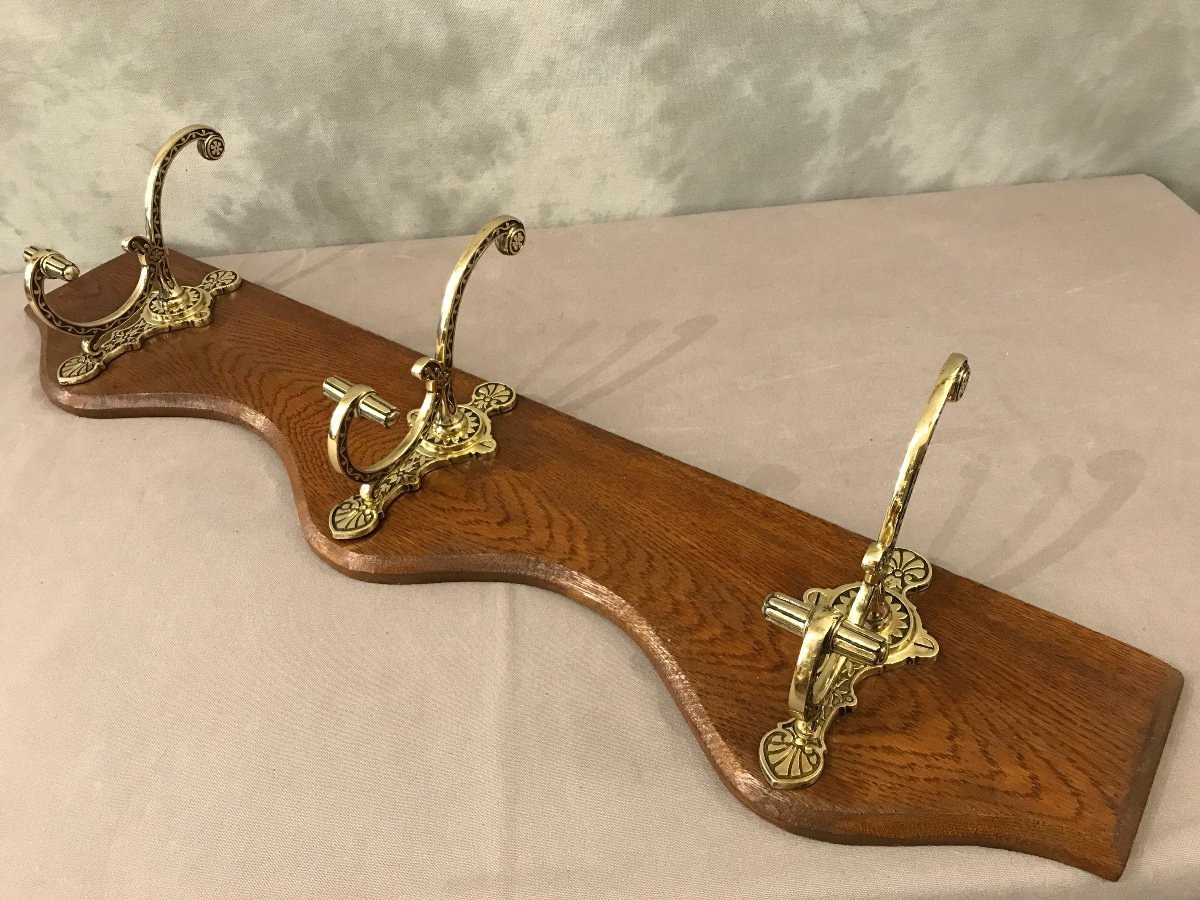 19th Century Bronze On Wood Coat Hooks -photo-4