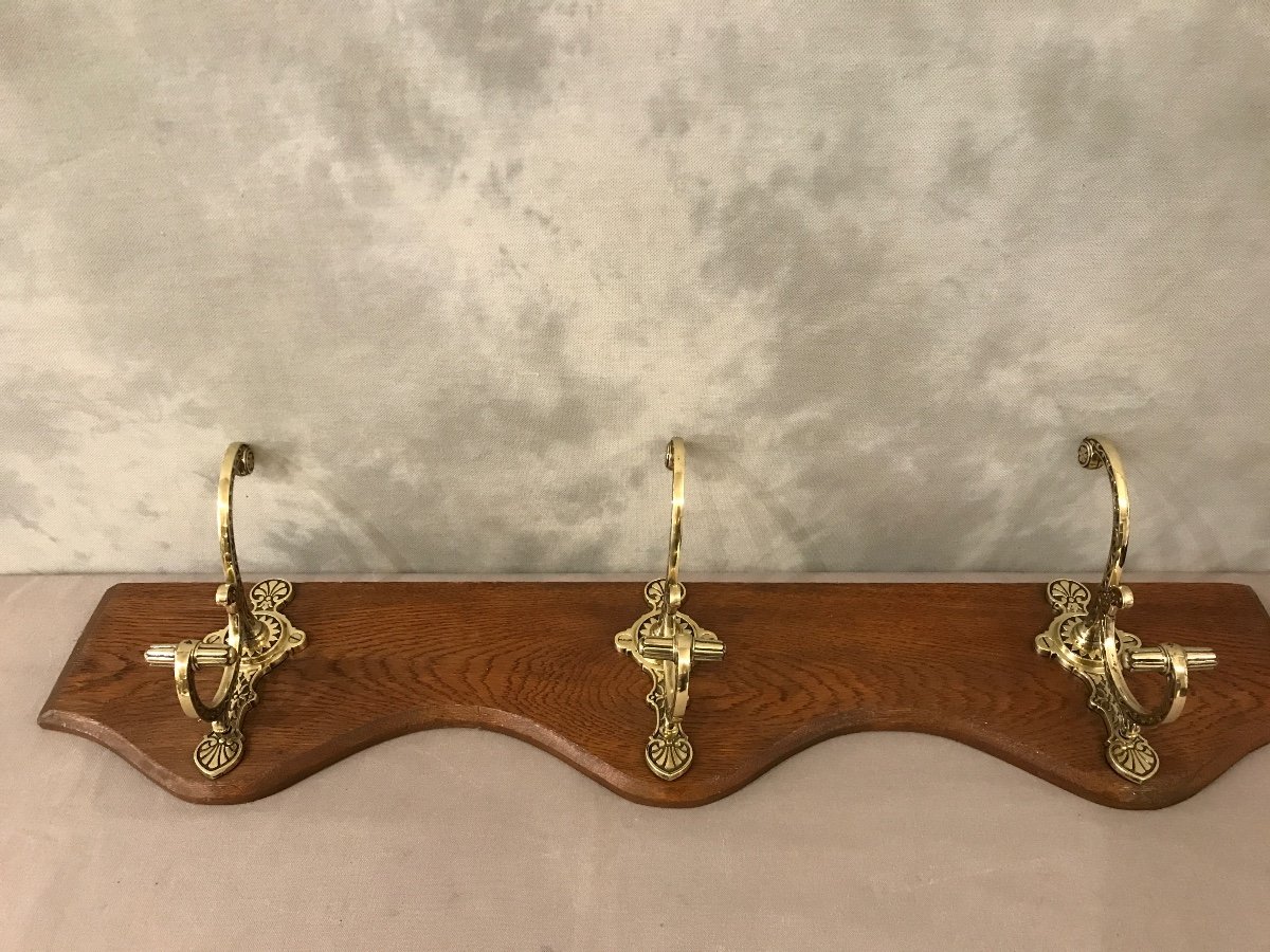 19th Century Bronze On Wood Coat Hooks -photo-2