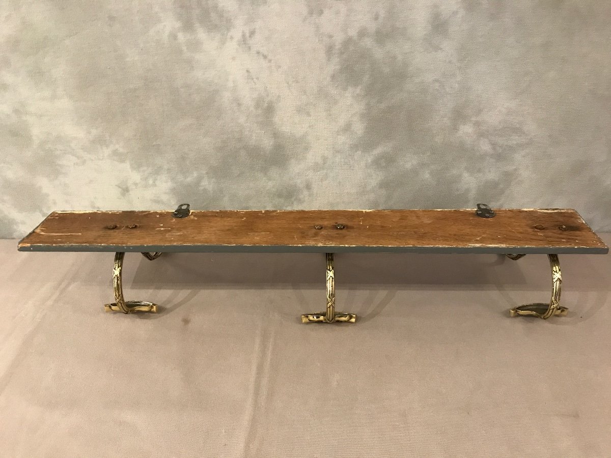 19th Century Bronze Coat Rack Bar On Painted Wood -photo-3