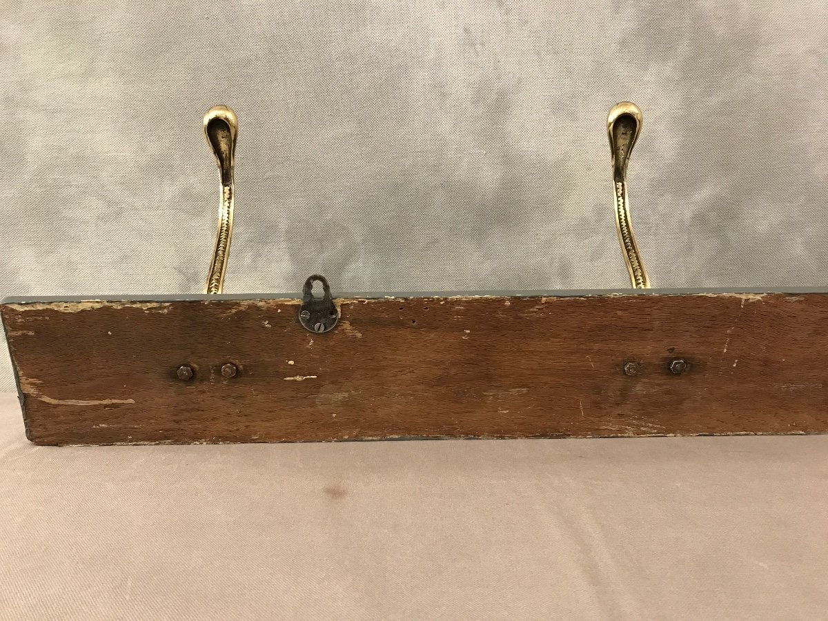 19th Century Bronze Coat Rack Bar On Painted Wood -photo-4