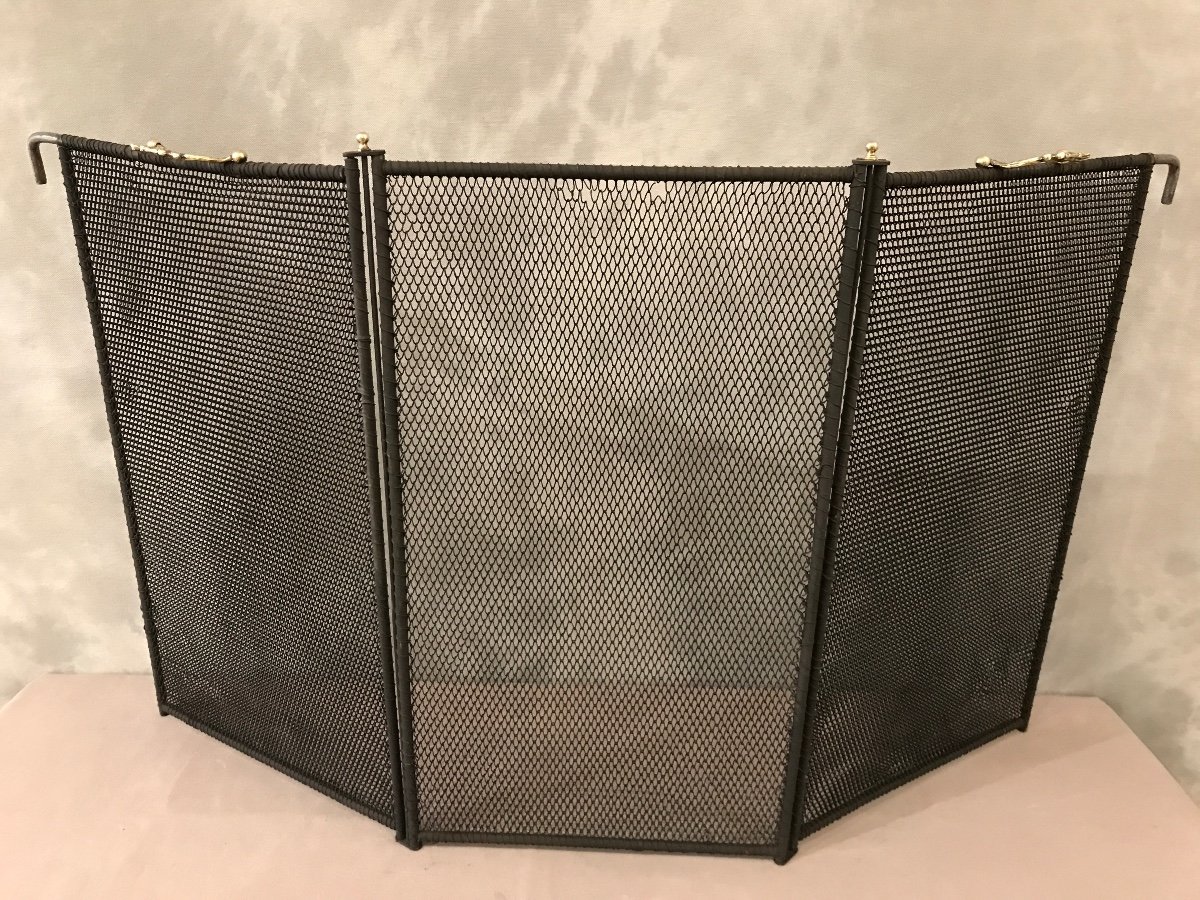 Antique Fire Screen 3 Sheets Height 59 Cm From The 19th Century -photo-2