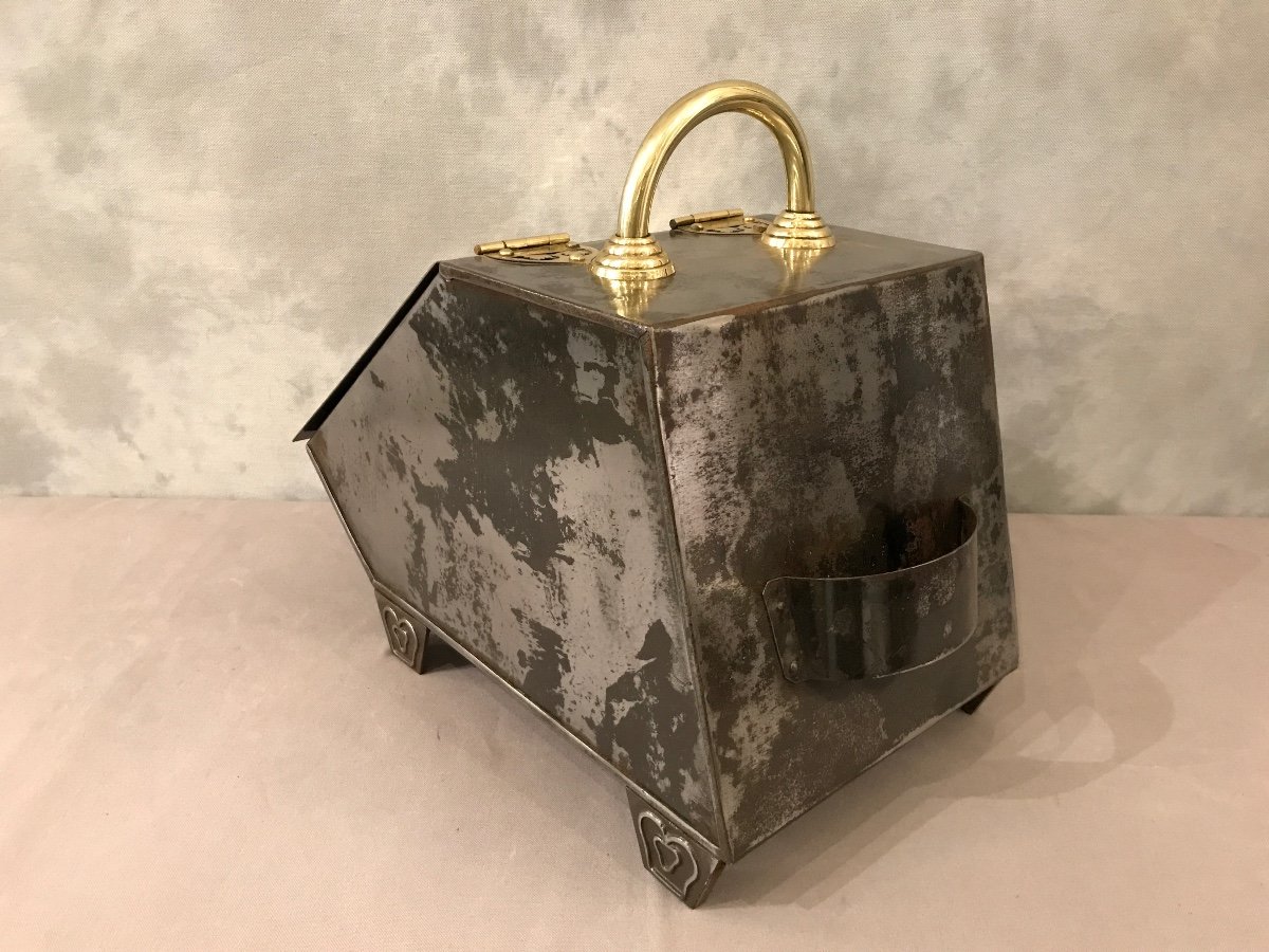 19th Century Iron And Brass Wood And Coal Bucket -photo-4