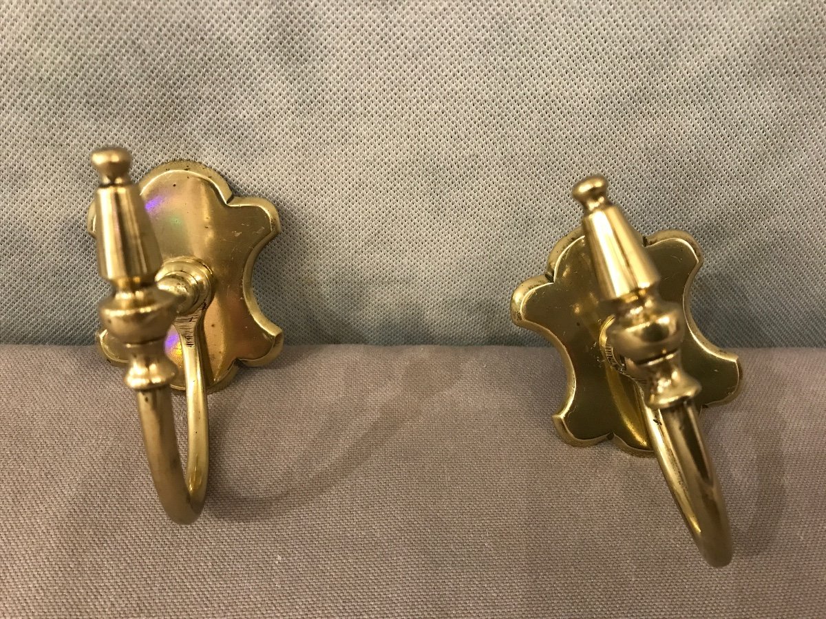 Pair Of 19th Century Polished Brass Fireplace Hooks -photo-4