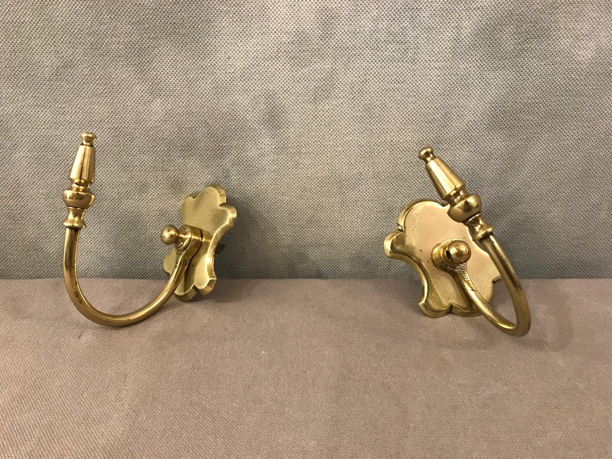 Pair Of 19th Century Polished Brass Fireplace Hooks 