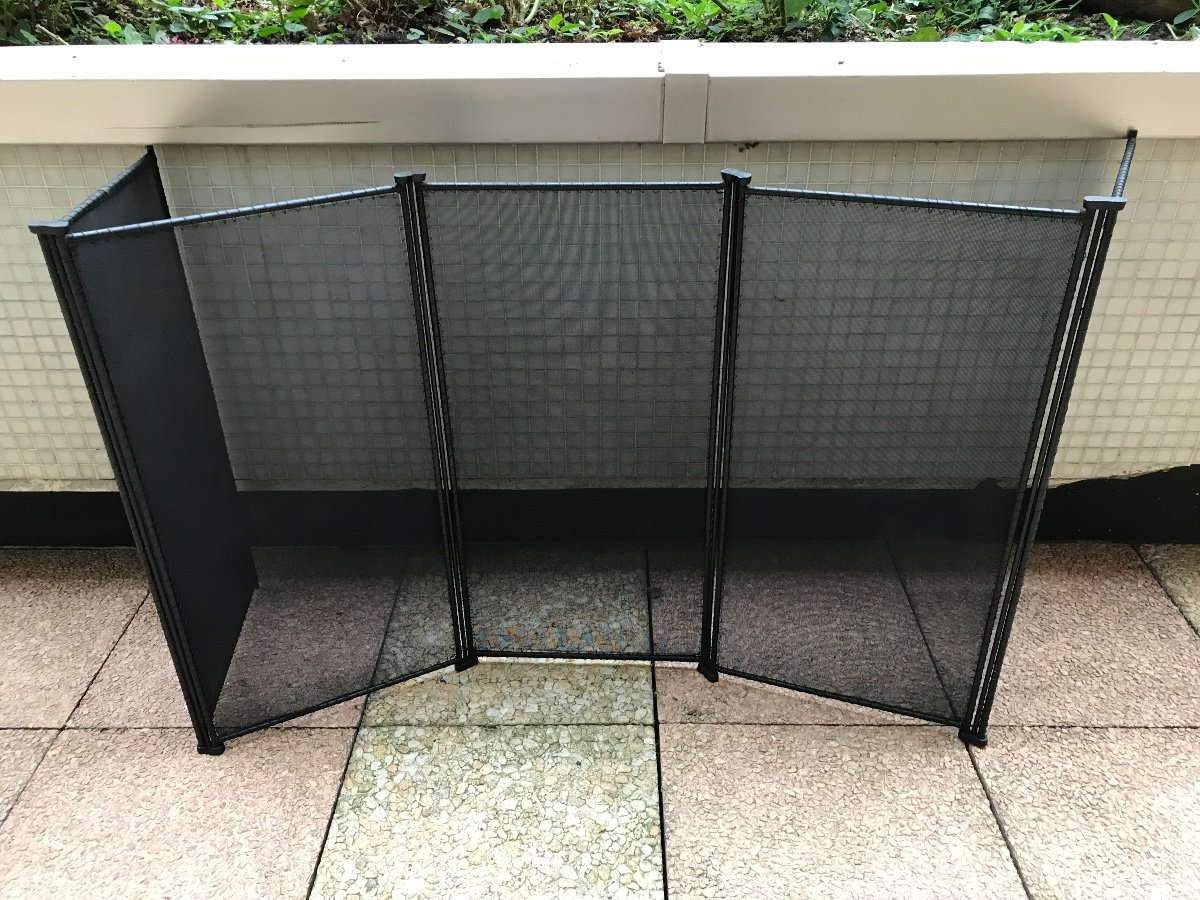 Large Black Iron Fireplace Screen Circa 1900-photo-3