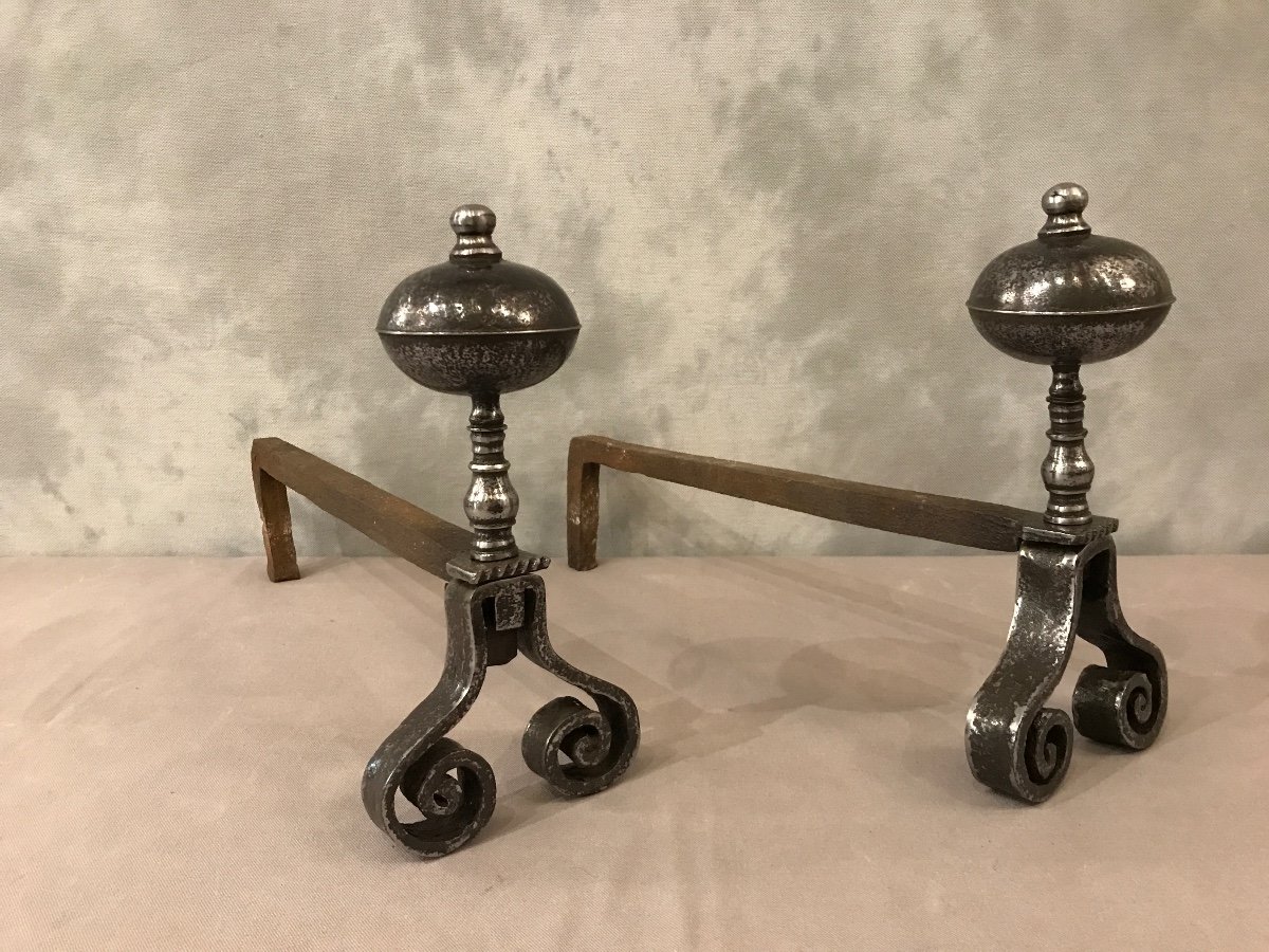 Pair Of 18th Century Wrought Iron Andirons -photo-4