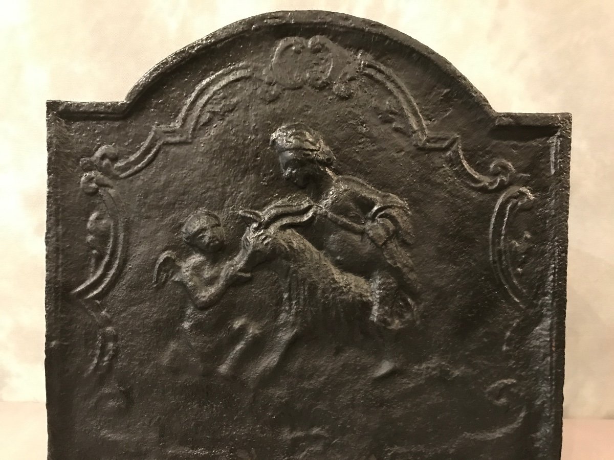 Plaque De Cheminée En Fonte D’époque 18 ème ( 46 X56) -photo-1