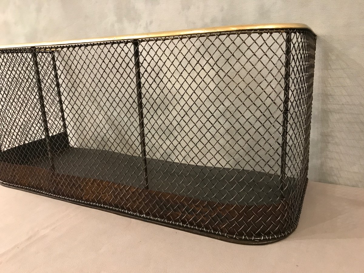 19th Century English Iron And Brass Edge Fireplace Grille -photo-4