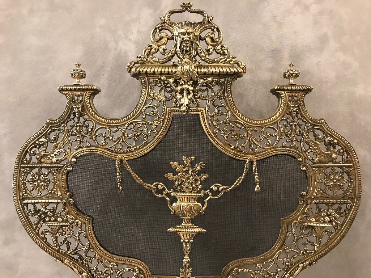 19th Century Louis XV Style Bronze Fireplace Screen -photo-2