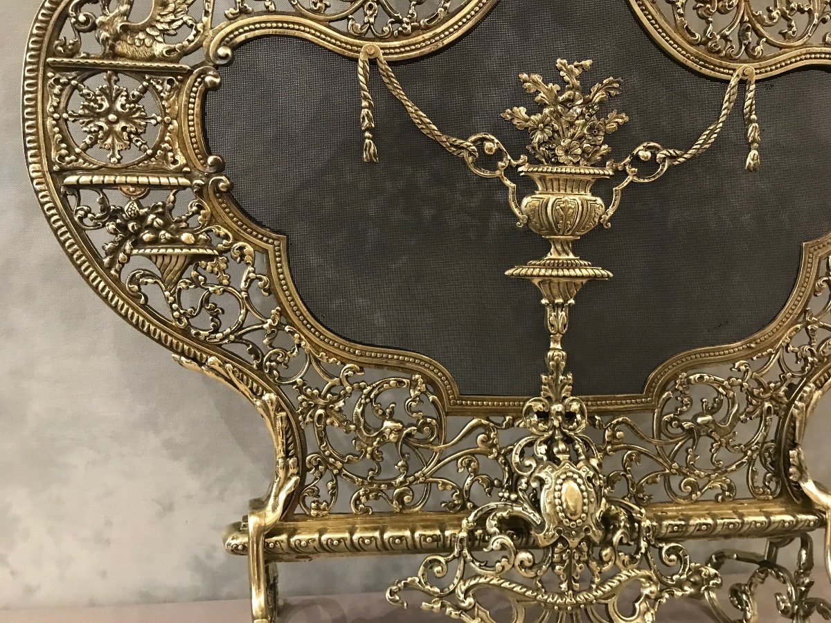 19th Century Louis XV Style Bronze Fireplace Screen -photo-2