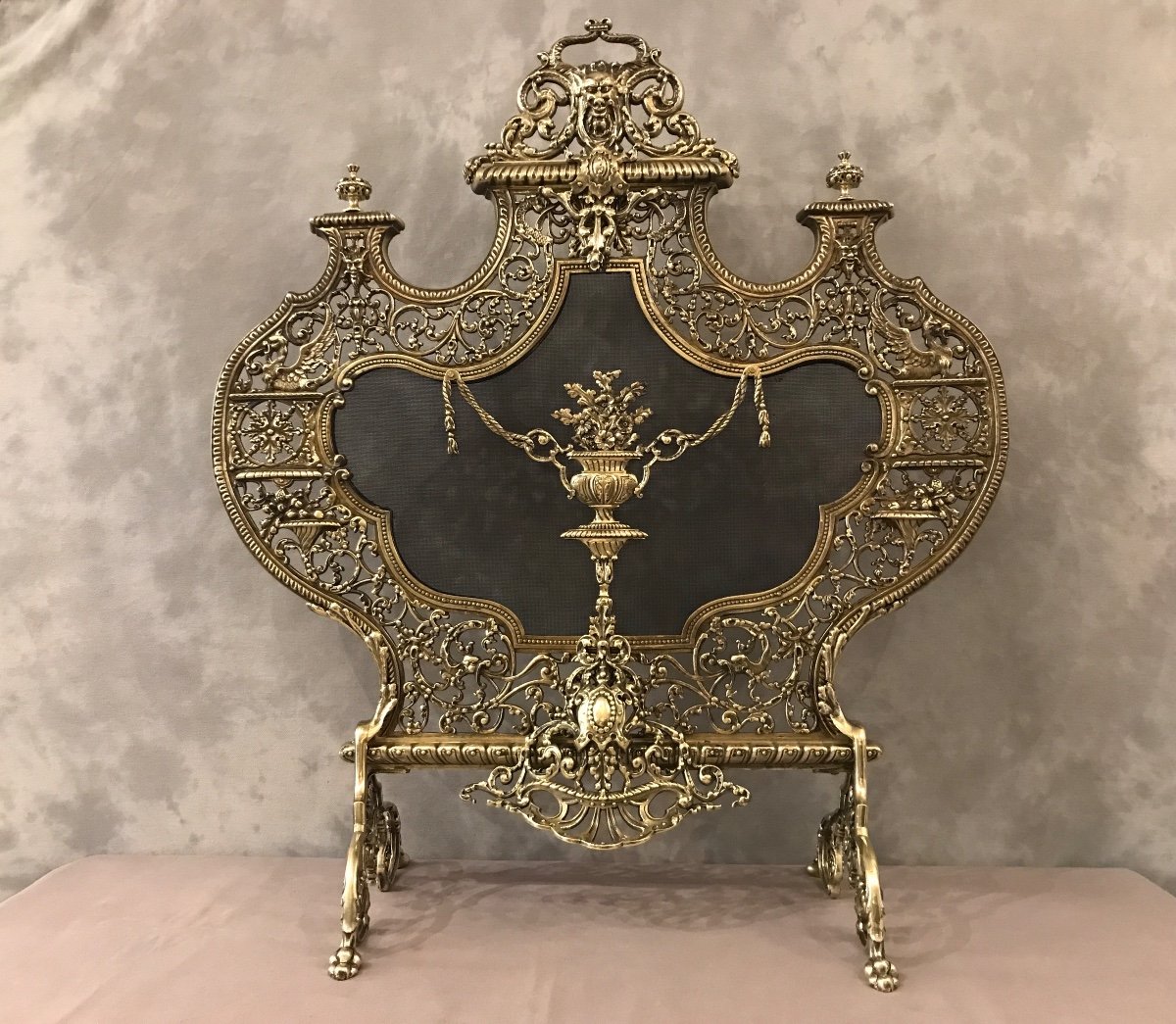 19th Century Louis XV Style Bronze Fireplace Screen 