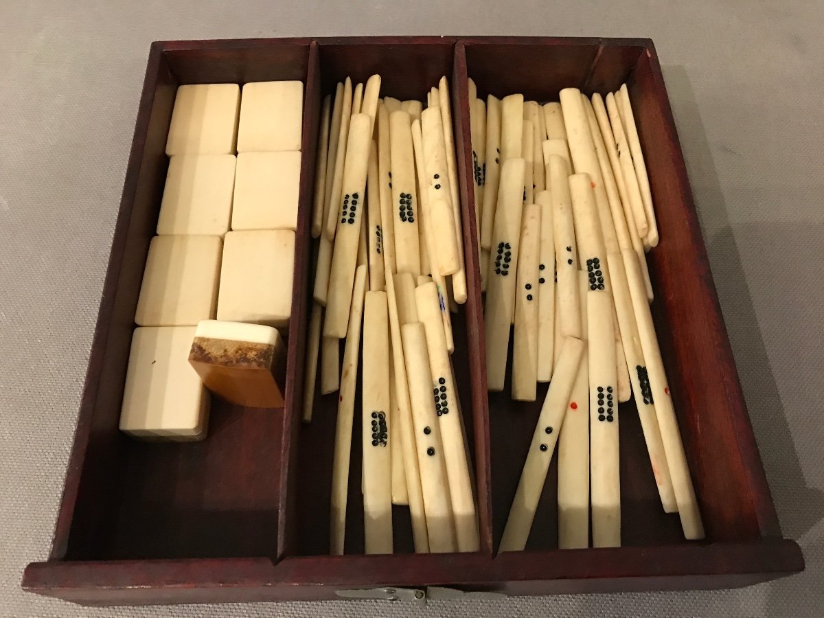 Majhong Game In Its Wooden Box From The Late 19th Century -photo-3