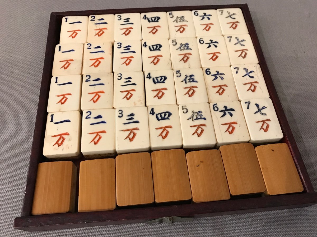 Majhong Game In Its Wooden Box From The Late 19th Century -photo-4