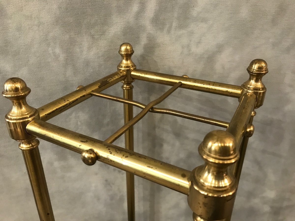 19th Century Square Brass Umbrella Stand -photo-2