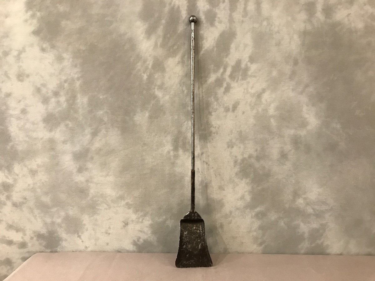 Large 18th Century Polished Wrought Iron Fireplace Shovel 