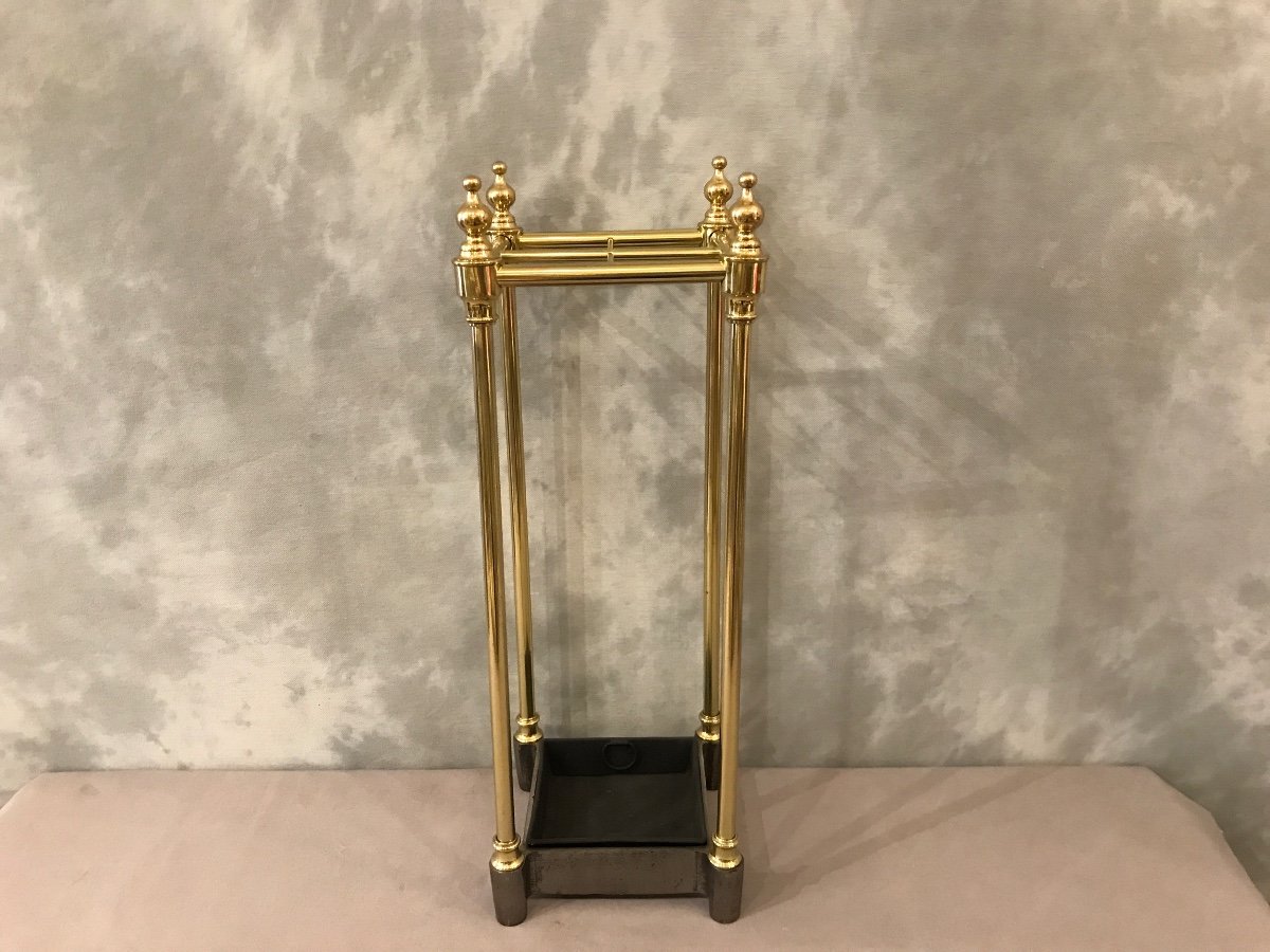 Antique 19th Century Polished Brass Umbrella Stand -photo-3