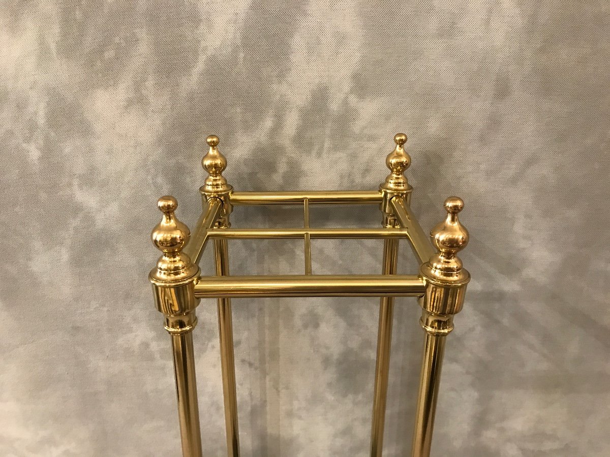 Antique 19th Century Polished Brass Umbrella Stand -photo-4