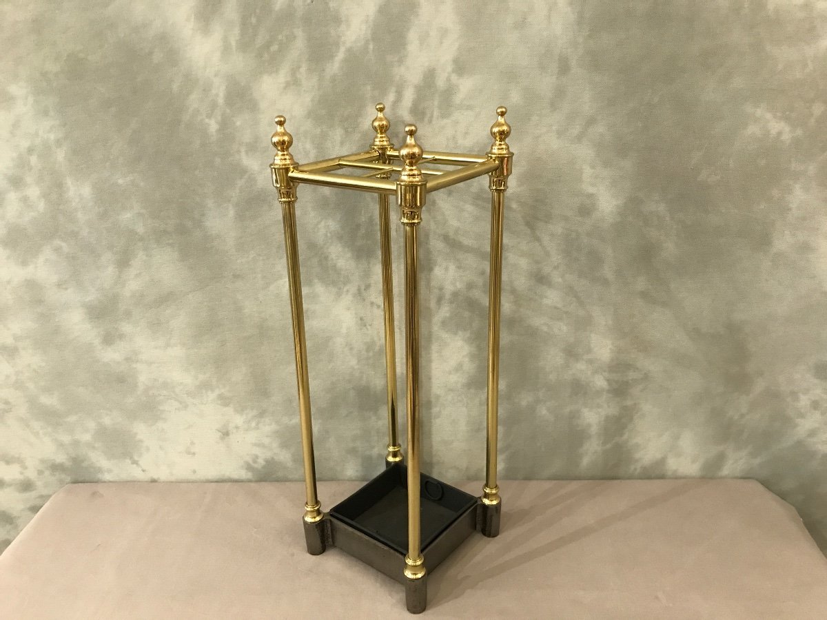 Antique 19th Century Polished Brass Umbrella Stand -photo-1