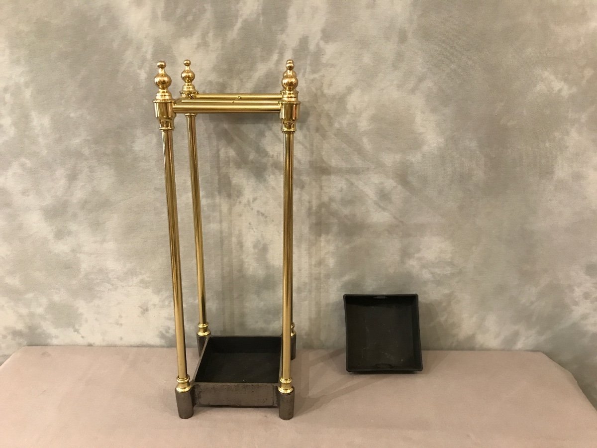 Antique 19th Century Polished Brass Umbrella Stand -photo-2