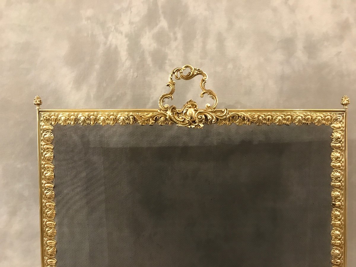 Fireplace Screen Antique Brass Fireplace Screen 19th Century -photo-2