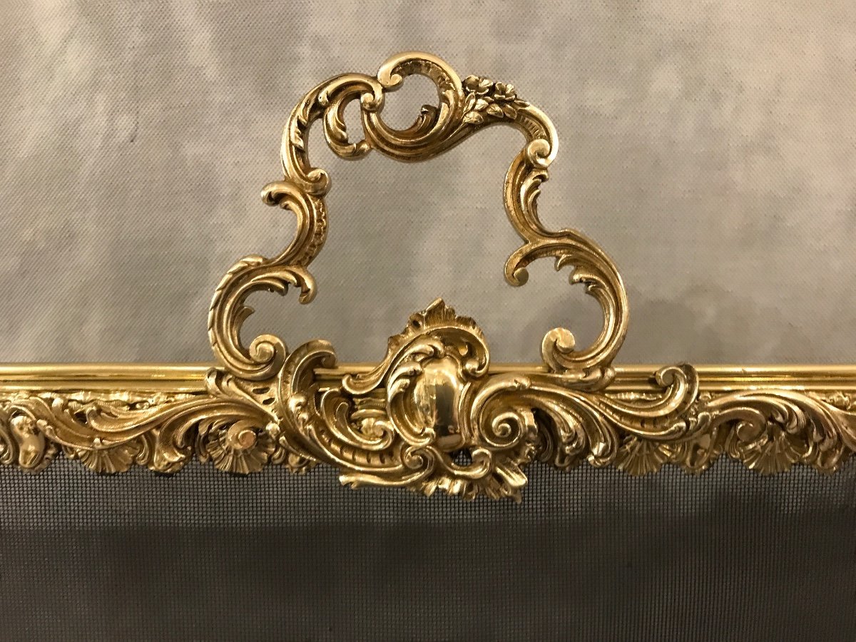 Fireplace Screen Antique Brass Fireplace Screen 19th Century -photo-2