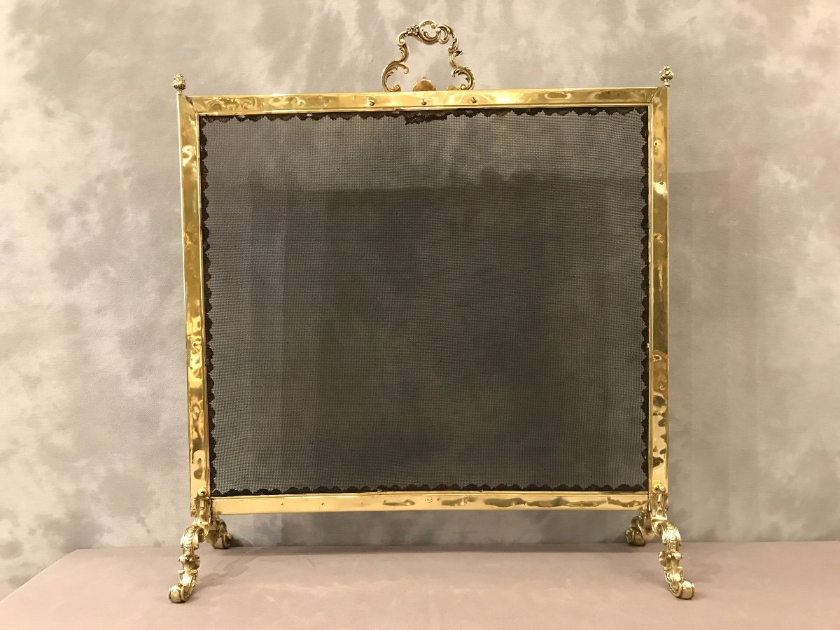 Fireplace Screen Antique Brass Fireplace Screen 19th Century -photo-4