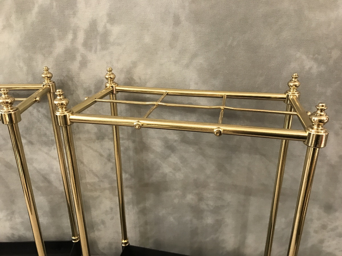 Pair Of Rectangular Brass Umbrella Stands From The Late 19th Century -photo-3