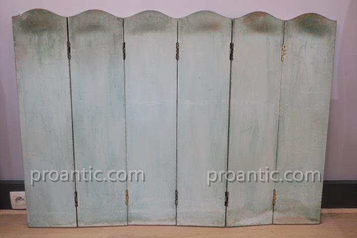 Pair Of Wooden Folding Screen Painted Late 19th-photo-1