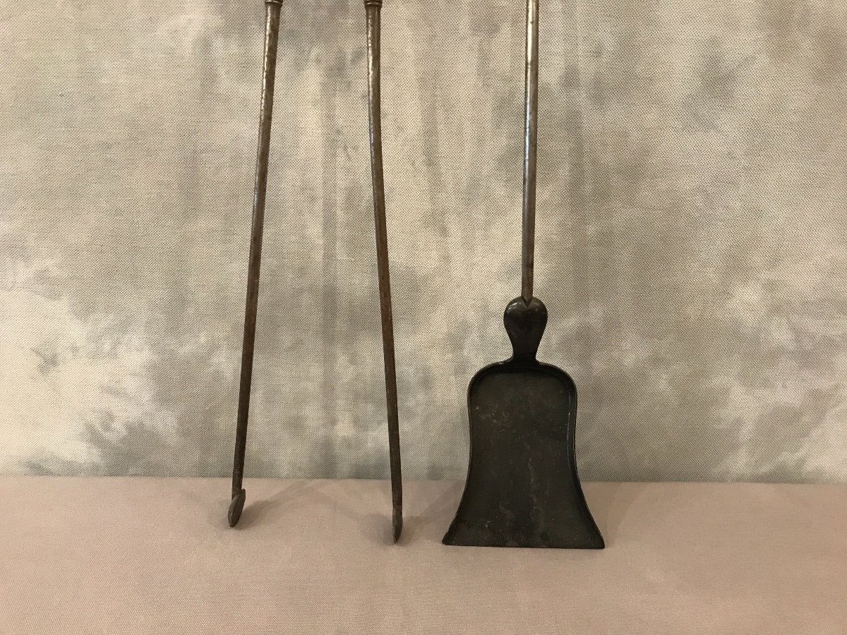 Set Of A Shovel And A Fireplace Clamp 19th-photo-3