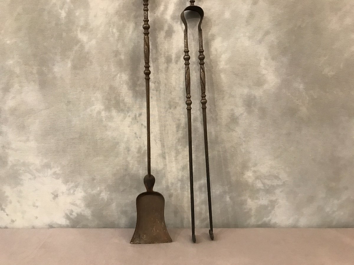 Shovel And Clamp In Iron And Bronze 19th Time-photo-3