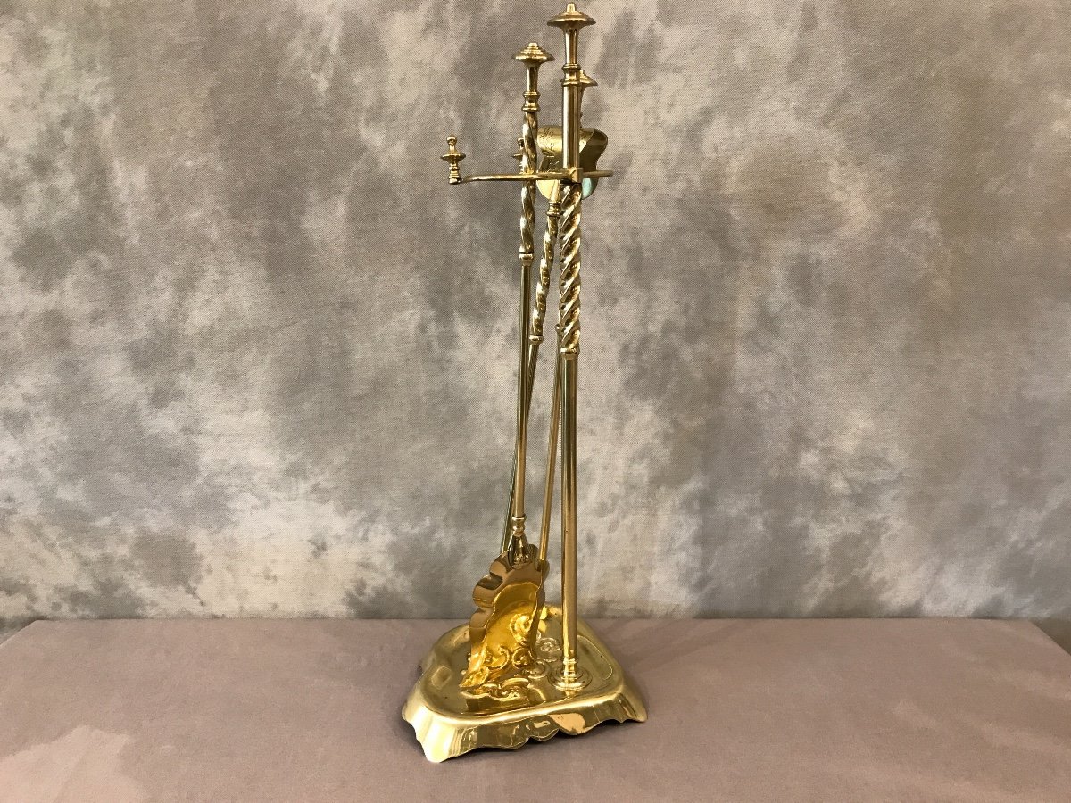 Servant Of Fireplace 19th Brass.-photo-1