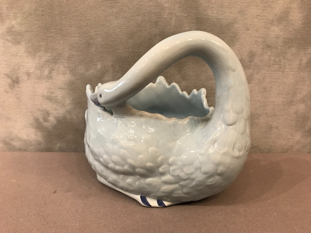 Swan In Blue Earthenware Twentieth Time-photo-1