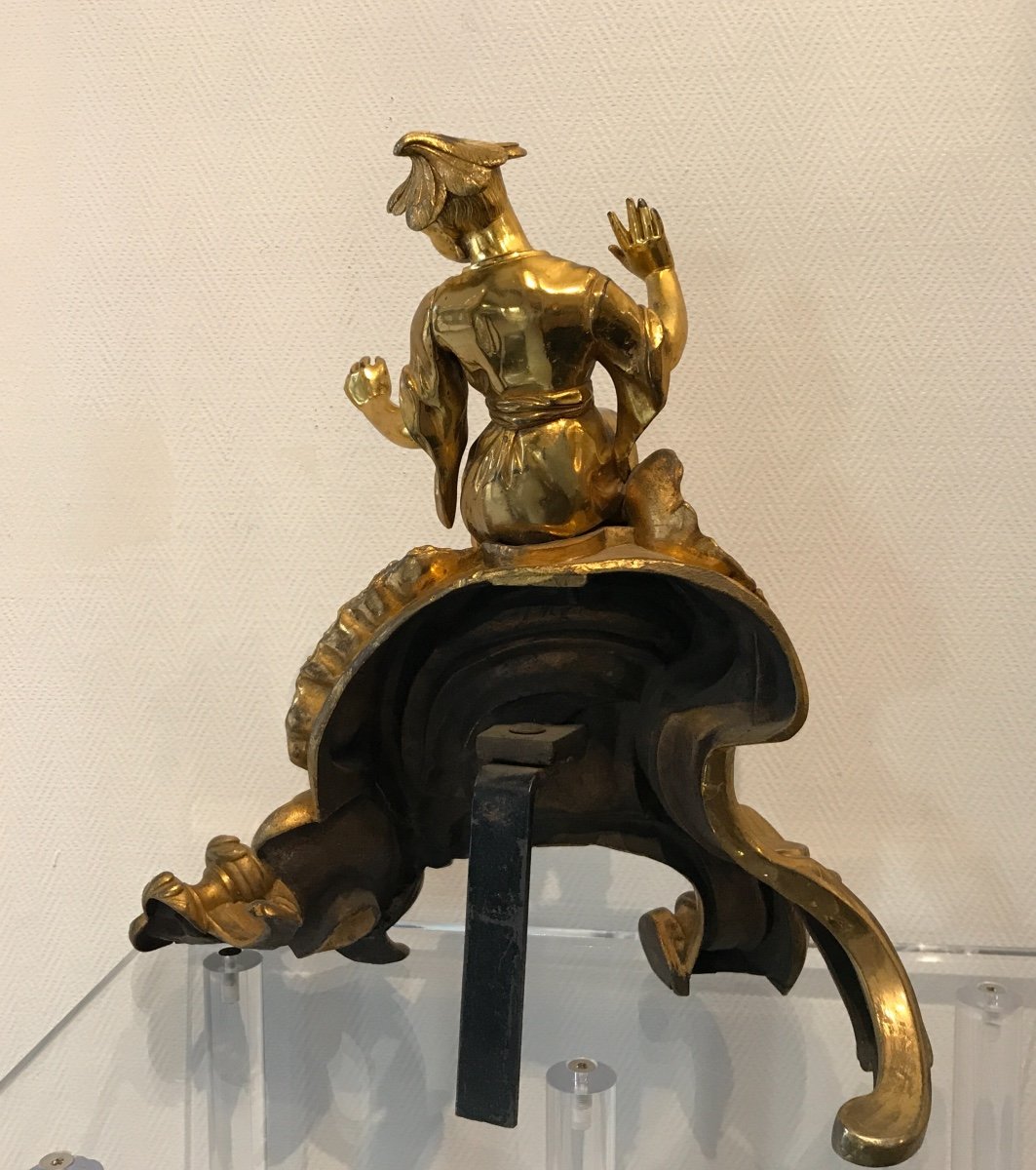 Paire De ravissants de feux De cheminée En Bronze Doré Aux Chinois D’époque 19ème -photo-1